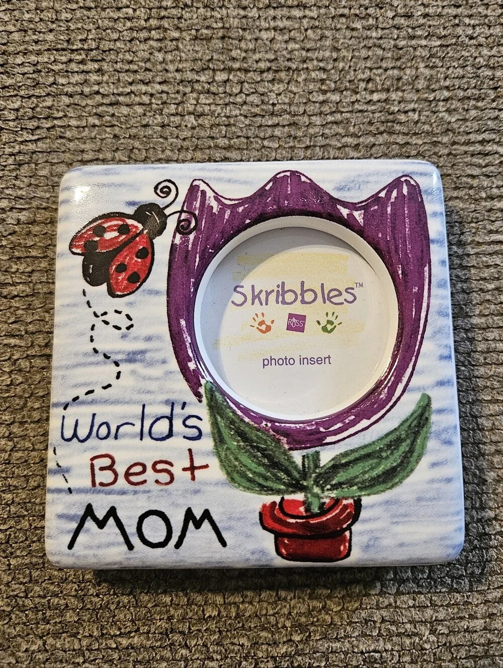 Russ Berrie Skribbles Ceramic World's Best Mom Photo Frame